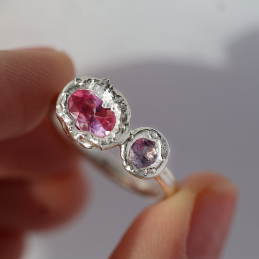 Molten Ring - Silver - Pink and Purple Sapphires