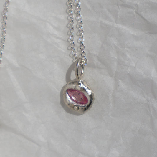 Molten Pendant  - Silver - Pink Sapphire