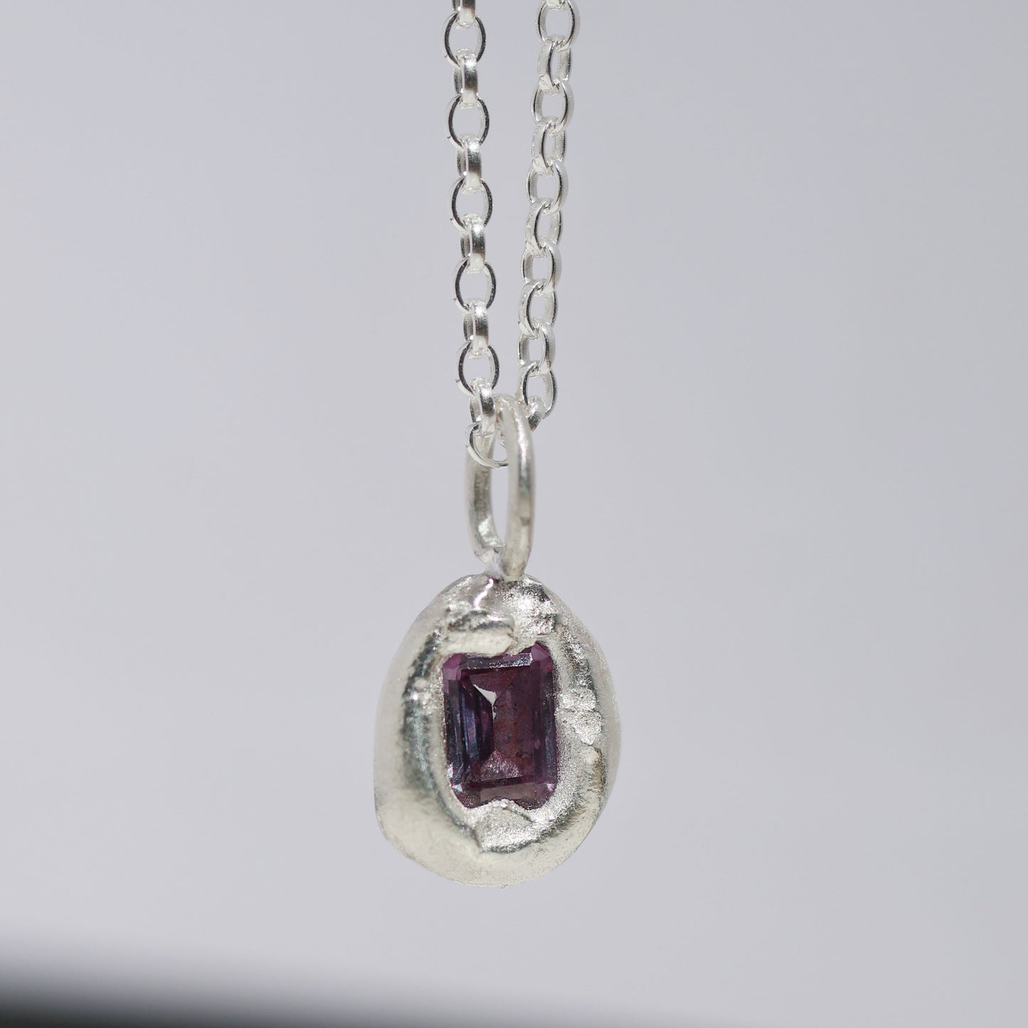 Molten Pendant  - Silver - Purple Sapphire