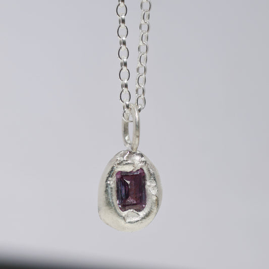 Molten Pendant  - Silver - Purple Sapphire