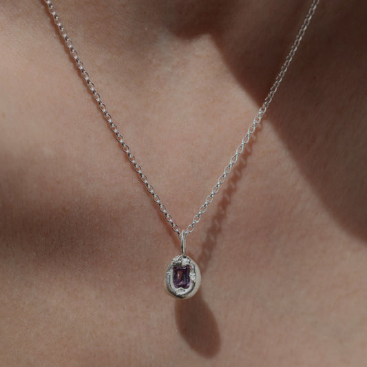 Molten Pendant  - Silver - Purple Sapphire