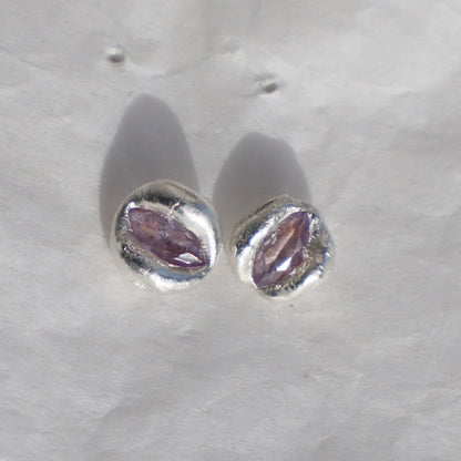Molten Earrings  - Silver - Corundum Alexandrite