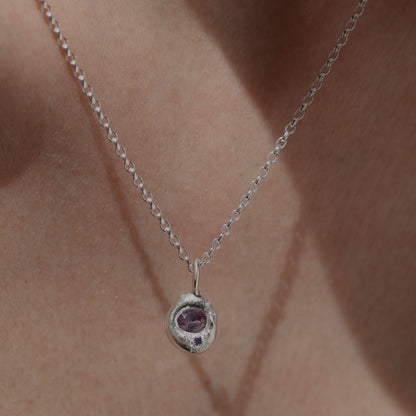 Molten Pendant  - Silver - Purple Sapphire and Tanzanite