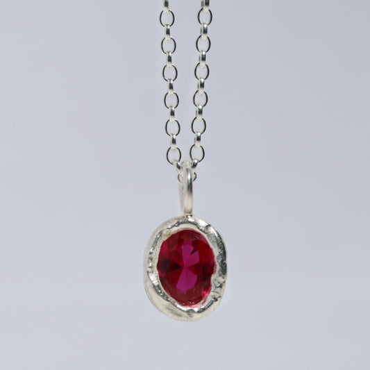 Molten Pendant  - Silver - Ruby