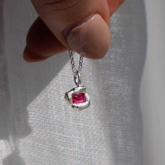 Molten Pendant  - Silver - Ruby