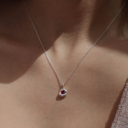 Molten Pendant  - Silver - Ruby