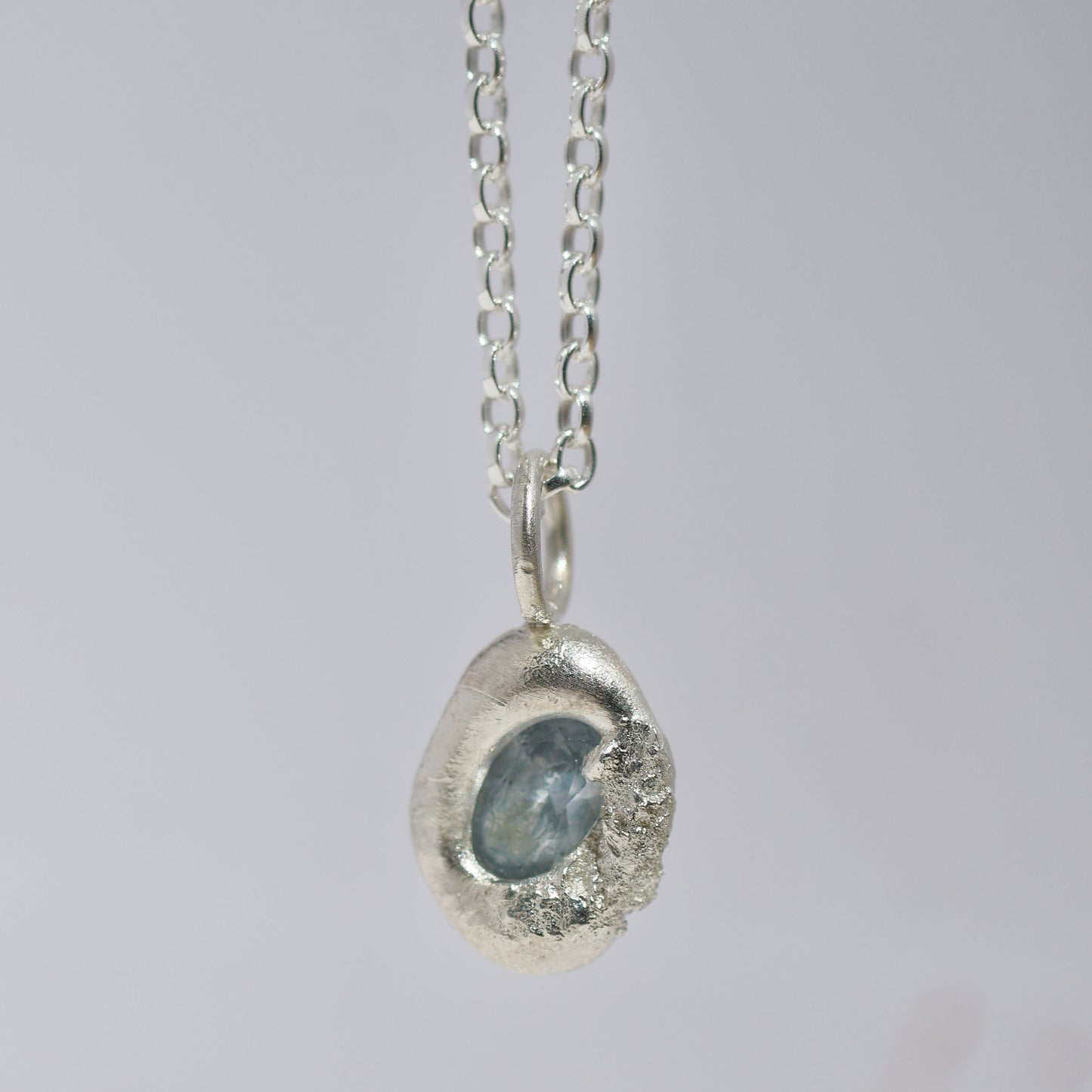 Molten Pendant  - Silver - Light Blue Spinel