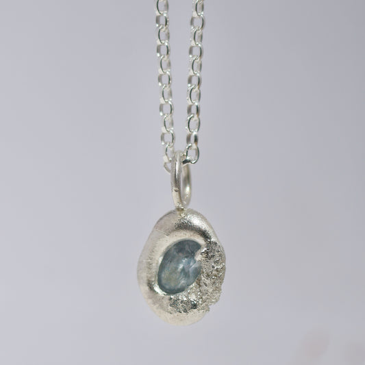 Molten Pendant  - Silver - Light Blue Spinel