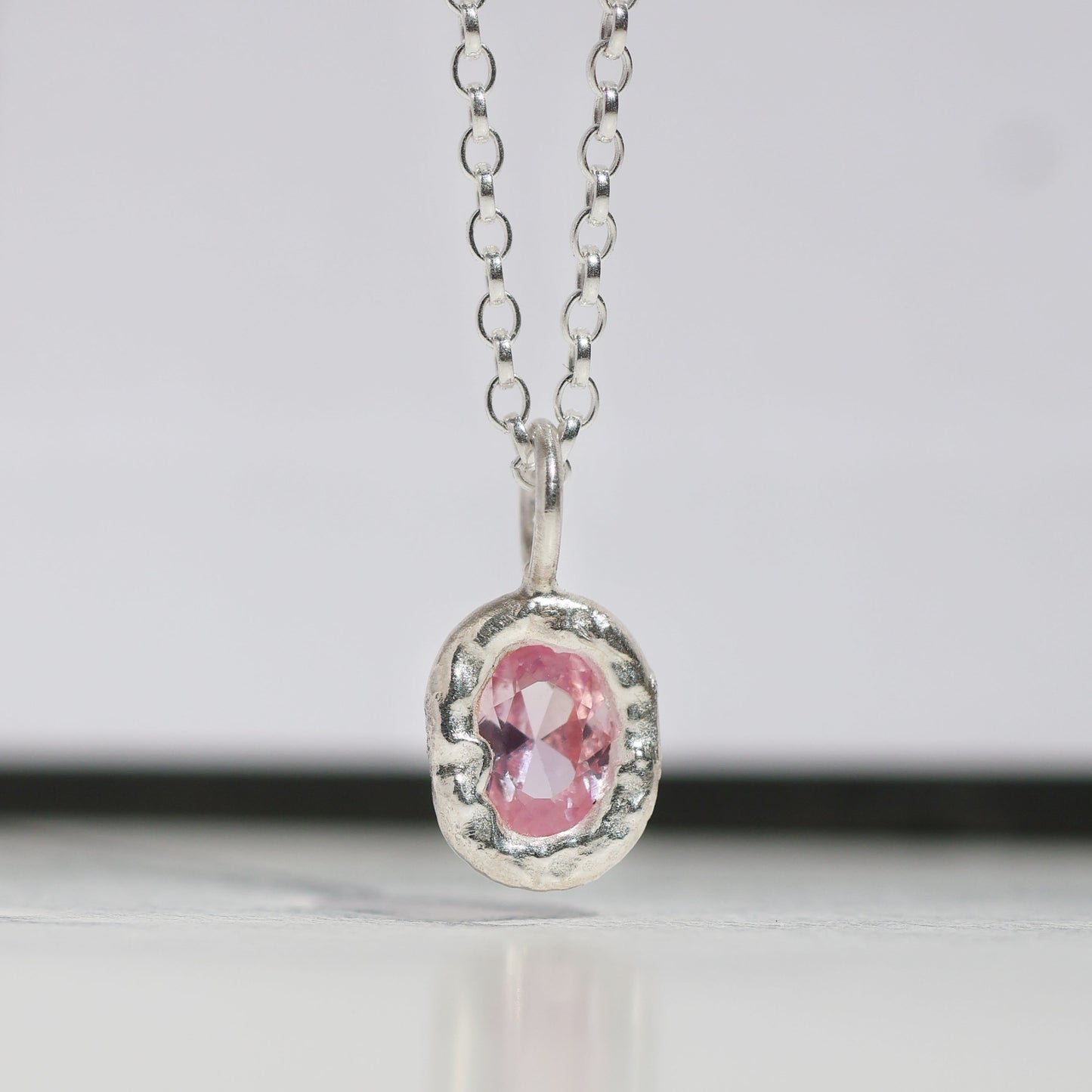 Molten Pendant  - Silver - Pink Sapphire