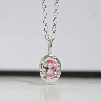 Molten Pendant  - Silver - Pink Sapphire