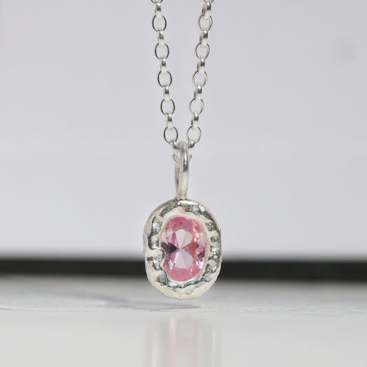 Molten Pendant  - Silver - Pink Sapphire