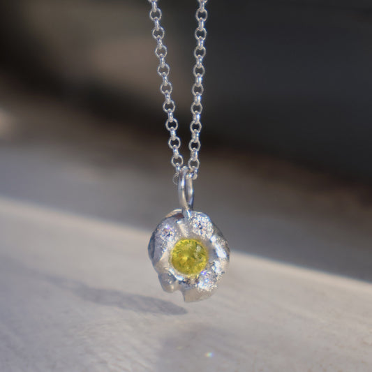 Molten Pendant  - Silver - Lab Grown Garnet and Moissanite